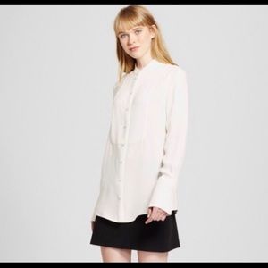 white button down top